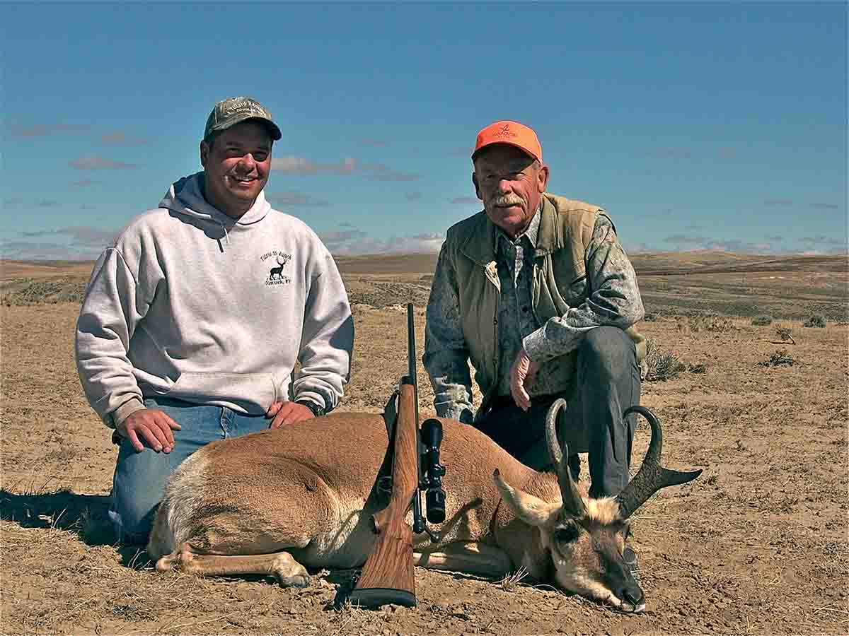 Dave hunted with Casey Tillard (Tillard 55 Ranch, Glenrock, WY) when this buck with 8-inch prongs was taken at about 60 yards with a Kimber 7mm WSM.